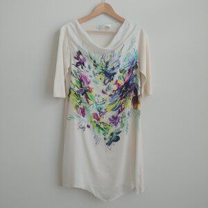 Clover Bobby Jones 45% silk 55% cotton soft offwhite mini short dress Small